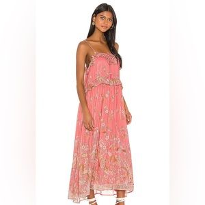 Nwt size large Spell and the Gypsy dusty pink Hendrix strappy maxi w gold lurex
